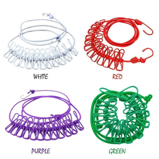 Drying Rope with 12 Clips & 2 Hooks