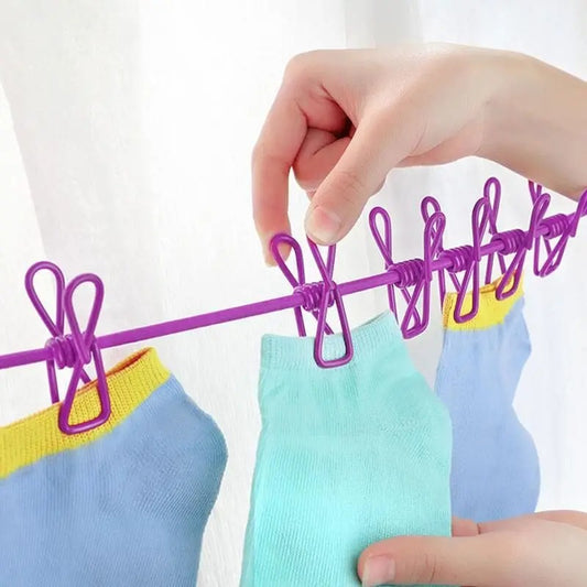 Drying Rope with 12 Clips & 2 Hooks
